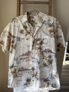 Men's Tropical Pineapple Print Short-Sleeve Shirt - Cream